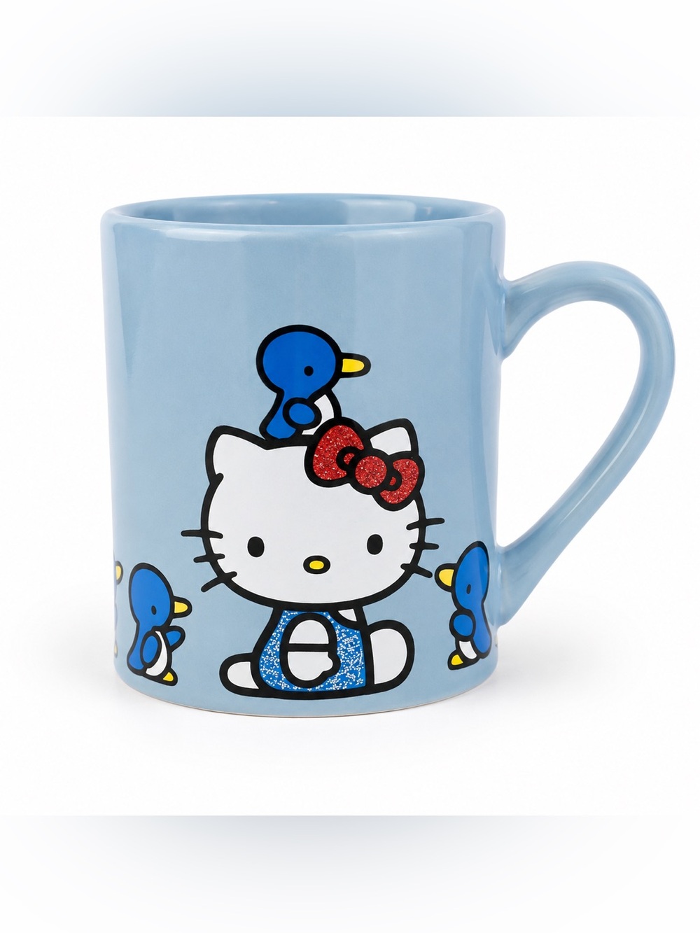 Hello Kitty Light Blue Ceramic Mug with Glitter Red Bow
